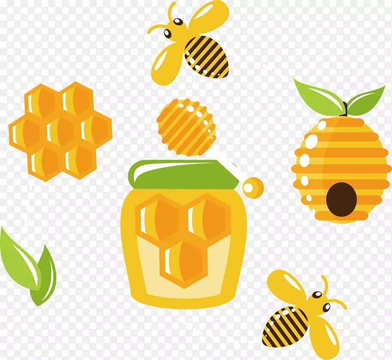 蜂巢蜜蜂蜂巢-卡通蜜蜂
