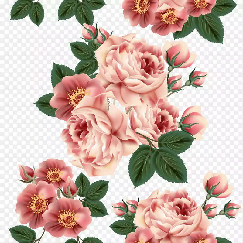 昆虫夏草玫瑰花卉设计图案-令人惊叹的绘画植物