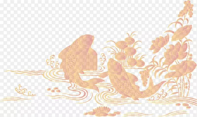 月饼图标-桔黄色锦鲤