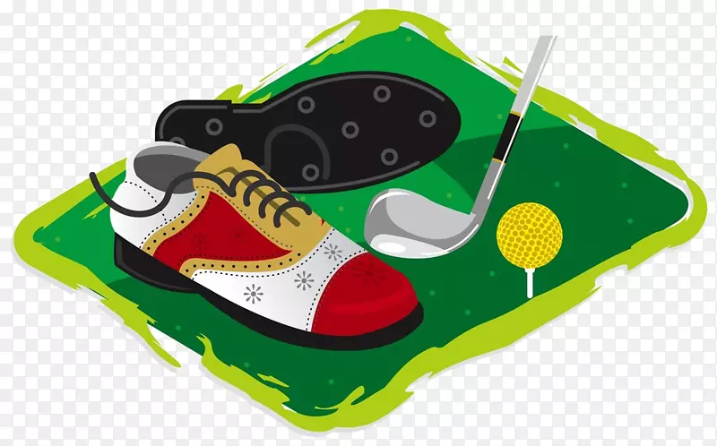 高尔夫球杆绘画剪贴画.一双高尔夫球鞋插图