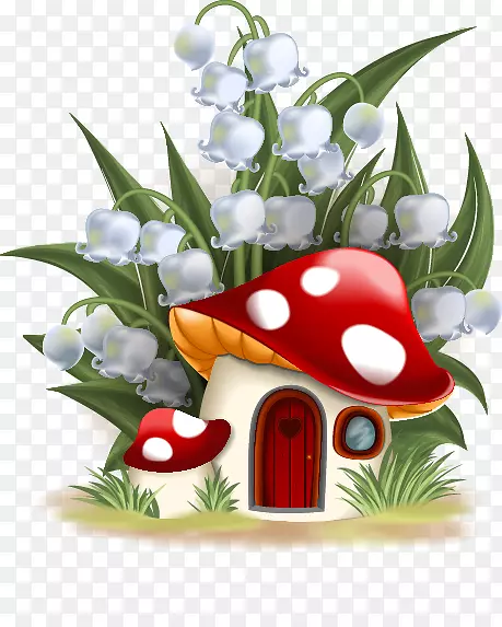 童话皇室-免费剪贴画-可爱的卡通花蘑菇