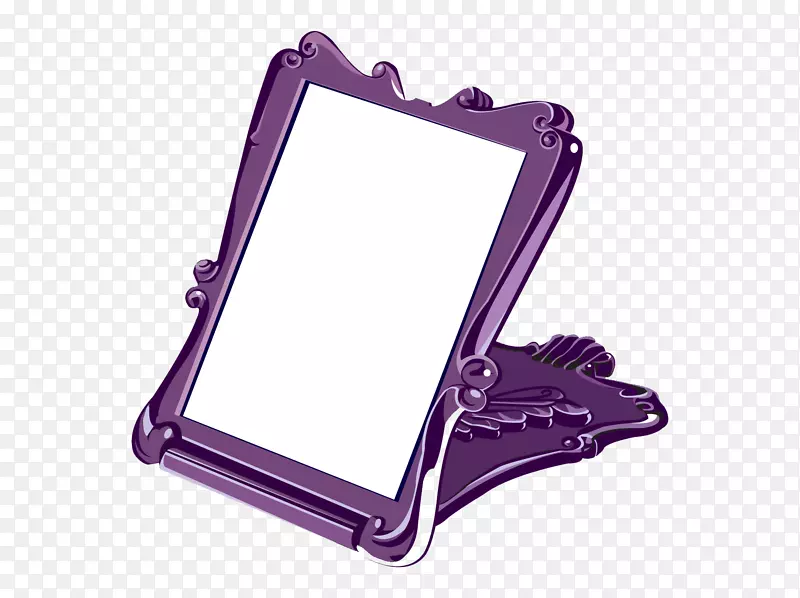 镜面绘图.紫色图案边框玻璃镜子