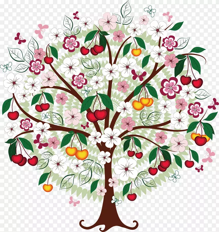 樱桃绘画-免费剪贴画-樱桃树