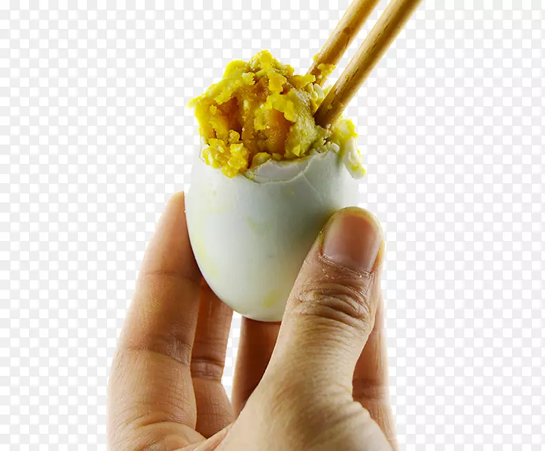 咸鸭蛋蛋黄筷子挑出鸭蛋蛋黄