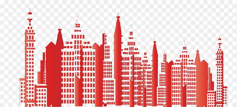 城市建筑的建筑-红色城市建筑