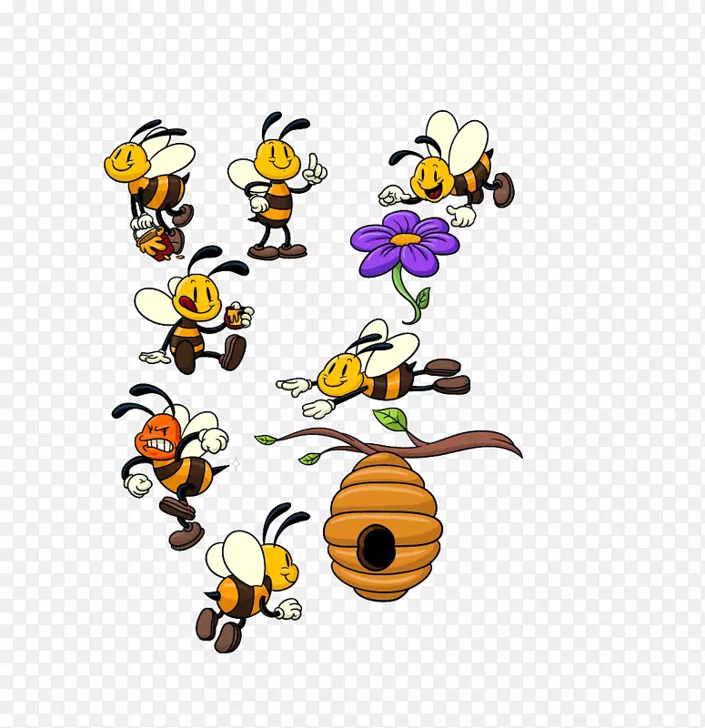 蜂巢大黄蜂卡通-蜜蜂