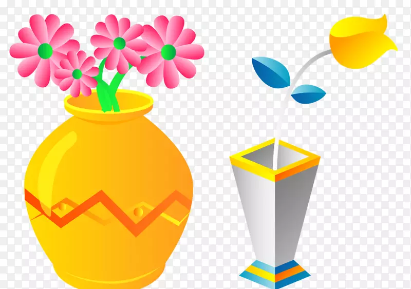 花盆动画剪贴画-美丽的花瓶