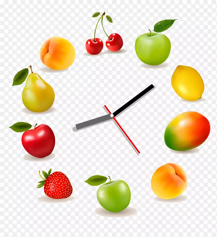 果汁营养因子标签水果时钟设计