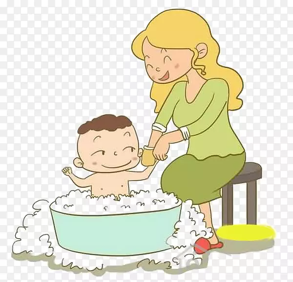 沐浴婴儿-快乐婴儿沐浴用品形象