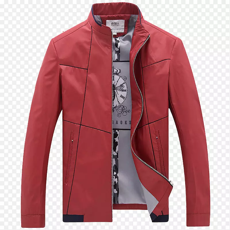 皮夹克外套-南极男式红色夹克
