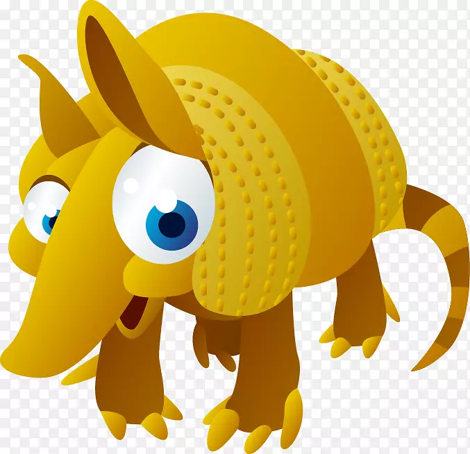 元音闪卡字母教育-卡通大眼睛黄色动物