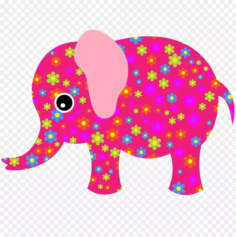 大象粉红剪贴画-插图象