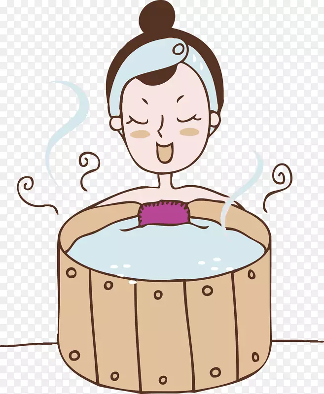 小兔子沐浴卡通插图-卡通女孩图片浴缸