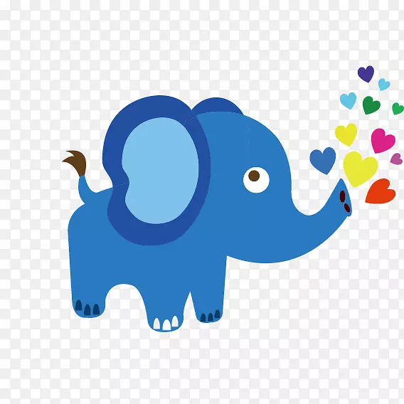 印度象剪贴画-蓝色可爱卡通小象