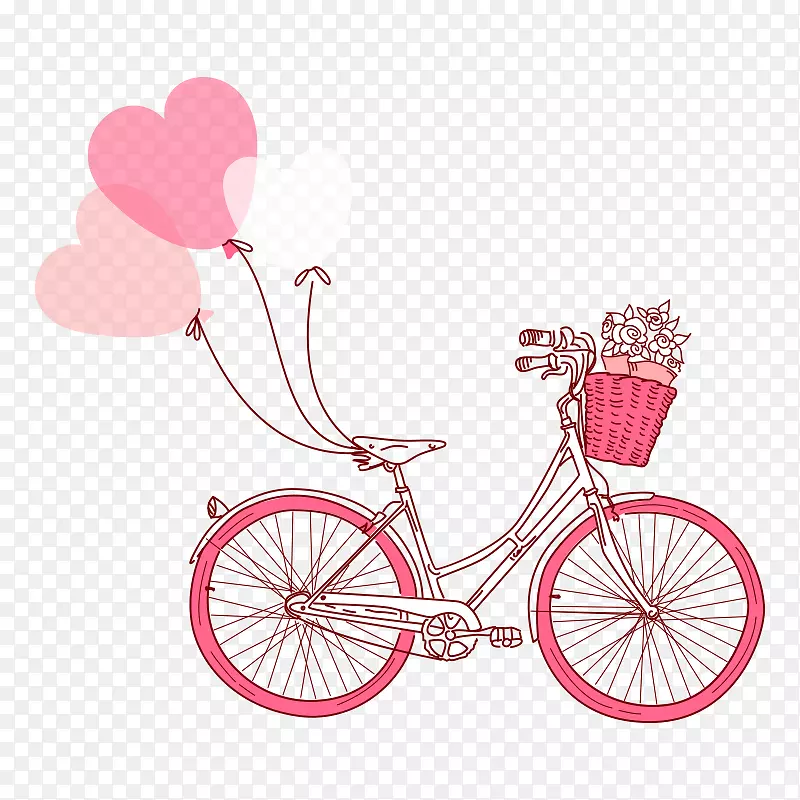 情人节绘画插图-自行车
