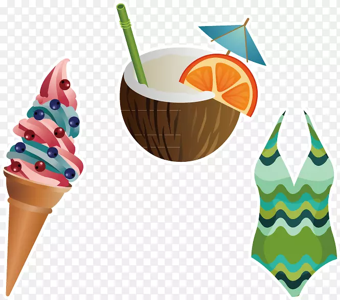 冰淇淋汁椰子水椰奶-创意夏日海滩