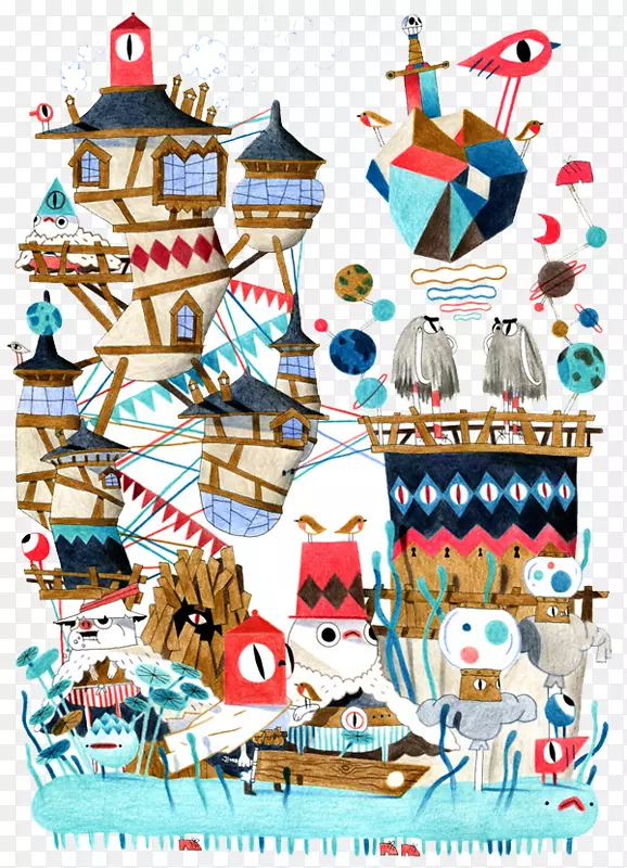 卡通绘图插画示范片插图卡通巨轮