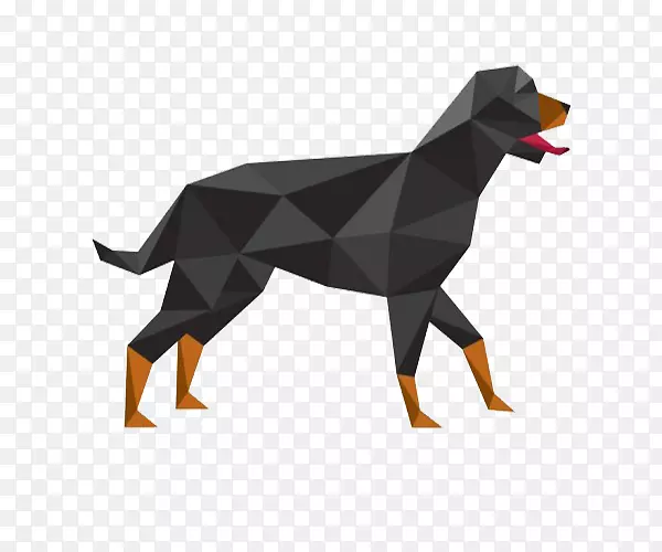 罗威勒小狗纸几何学-黑色菱形小狗