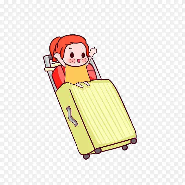 卡通行李箱q版插图黄色简单行李装饰图案