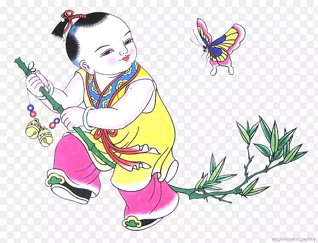 朱县年画新年儿童传统-年画