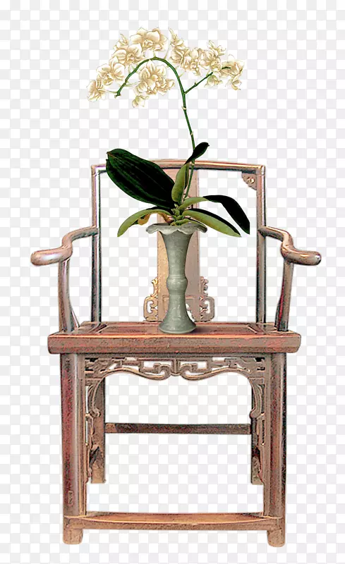 宫壁摄影画-椅子上的花瓶