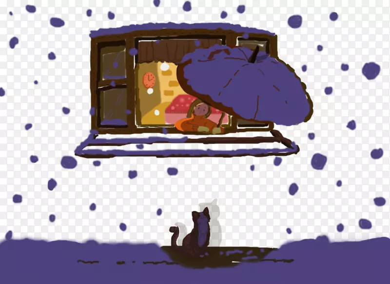 雪设计师-夜间窗外下雪
