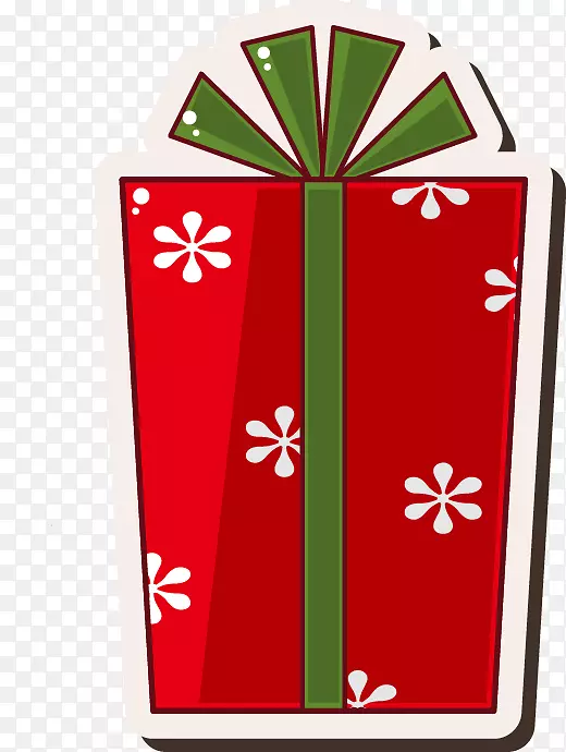 圣诞老人礼物圣诞彩绘-彩绘红色雪花图案的礼品盒