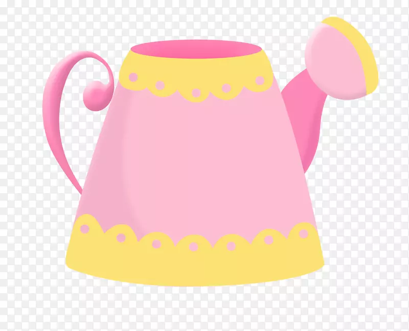 卡通水壶茶壶插图-粉红卡通水壶