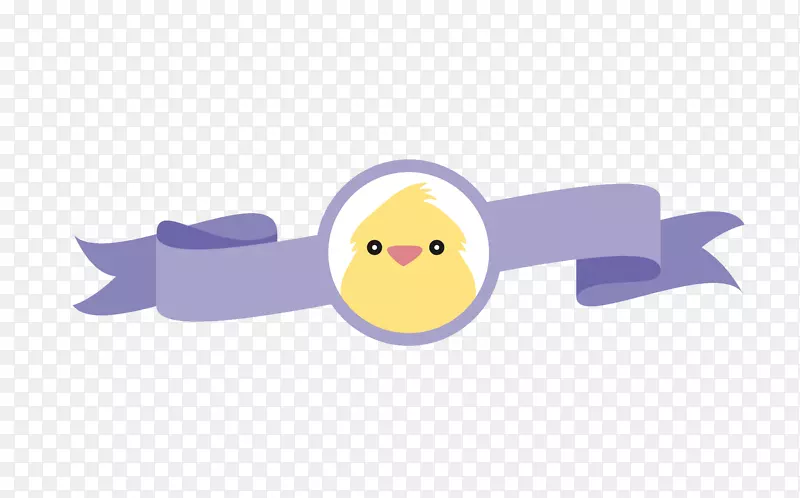 鸡复活节卡通插图-小鸡紫色旗帜创意