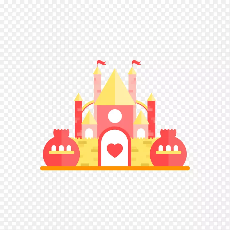 童话城堡图标-黄红色城堡
