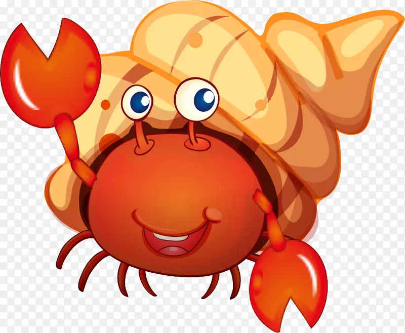 螃蟹版税-免费剪贴画-螃蟹卡通海螺