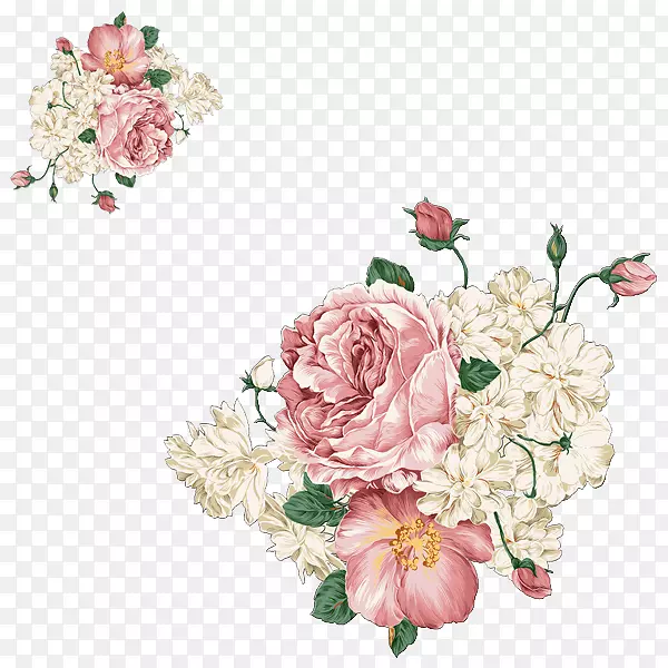 牡丹水彩画剪贴画粉红色手绘牡丹