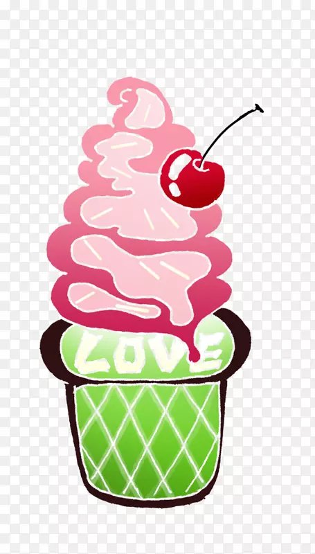 冰激凌，蛋卷，草莓冰淇淋-爱草莓冰淇淋
