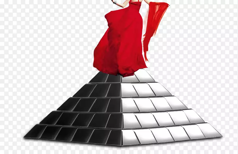 石家庄商务交流剪贴画-银色金字塔红色连衣裙