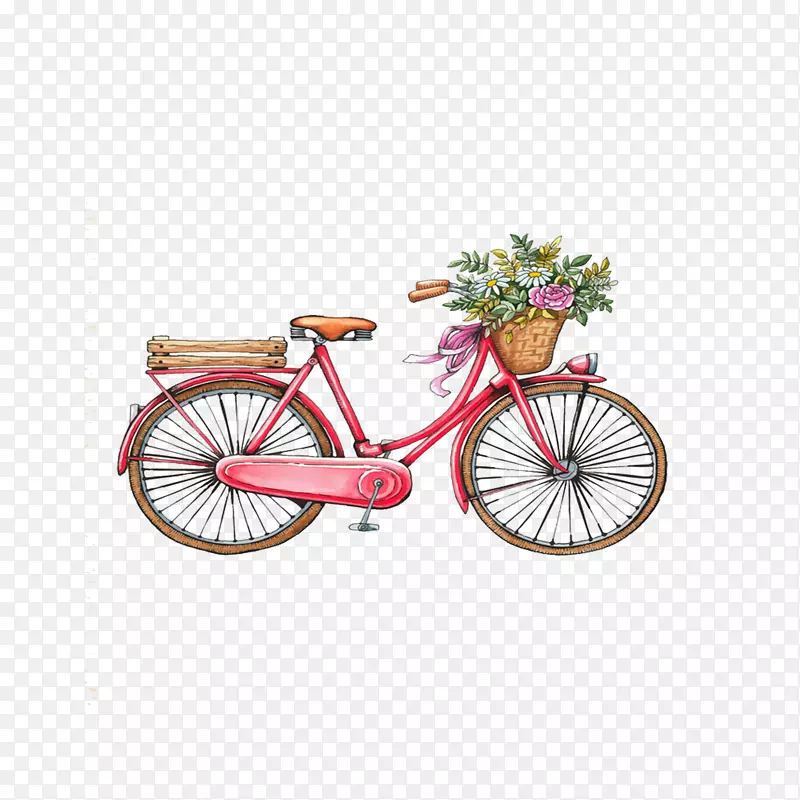 t恤结婚邀请函自行车老式服装贺卡-红色自行车