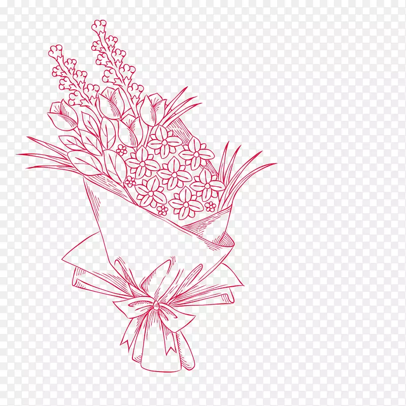 粉红色花束设计图粉红色素描花束