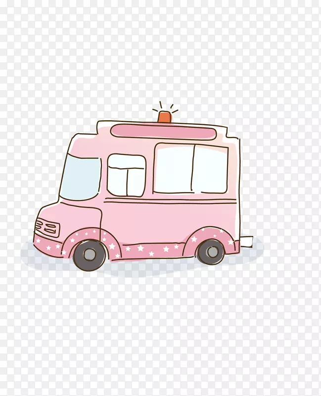 粉红手绘卡通车