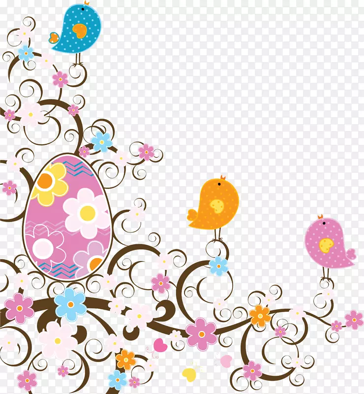 复活节兔子彩蛋夹艺术-卡通鸟