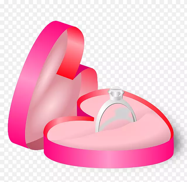 结婚戒指图标-粉红色心形戒指盒