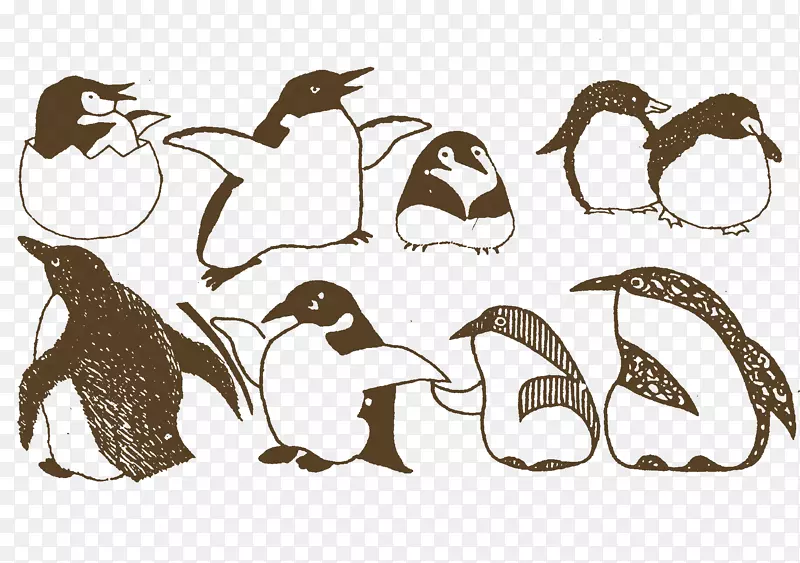 企鹅绘画插图-很多企鹅
