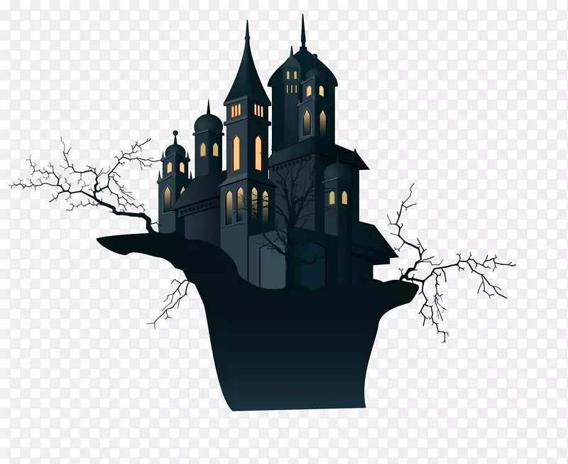 城堡上的黑色创意树枝