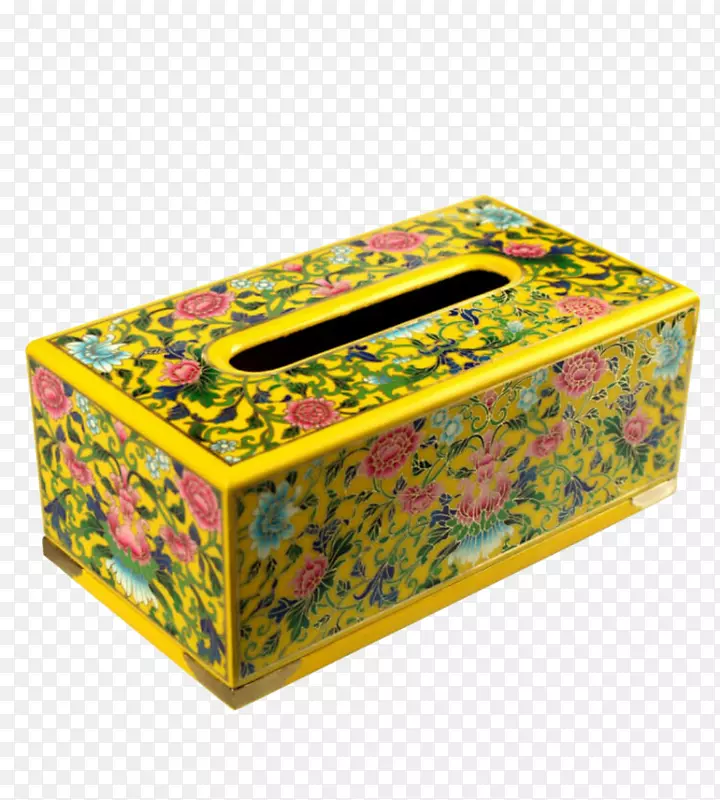 纸平遥盒-黄色花纸盒