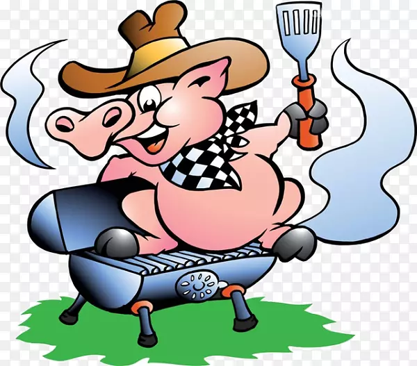 烤肉家猪排骨烧猪肉-卡通猪肉烧烤