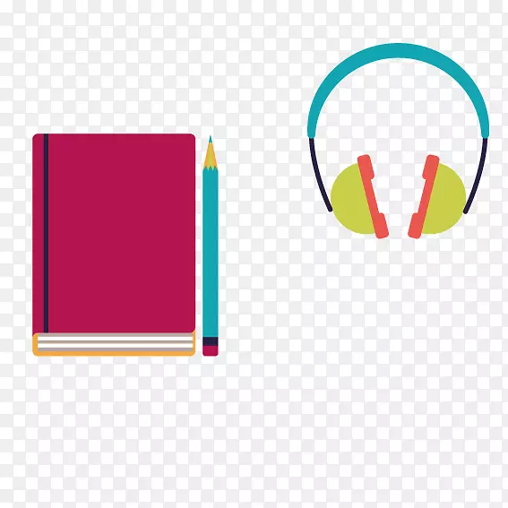 平面设计品牌图案-带耳机的书籍