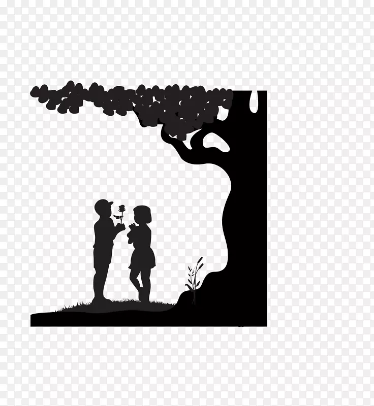 剪影显着的海报-黑树下的夫妻