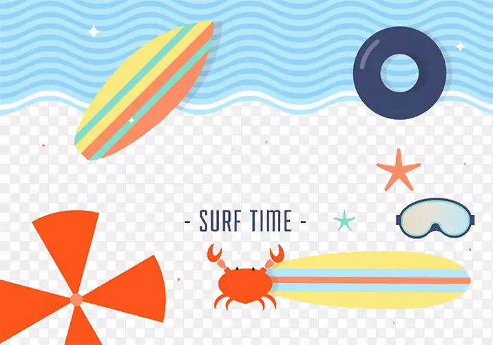 冲浪冲浪板风浪图-冲浪沙滩蟹生物