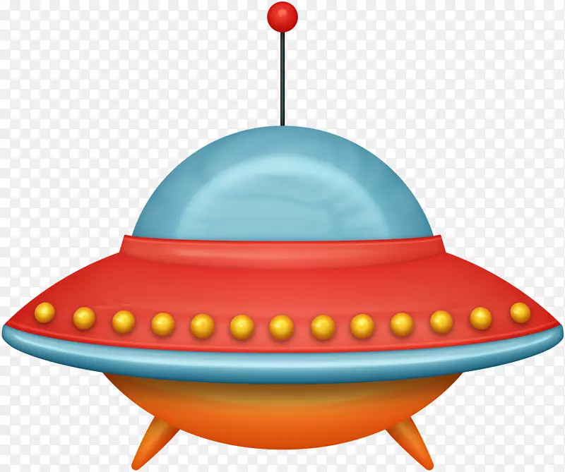 不明飞行物宇宙飞船卡通外星生命-红色宇宙飞船