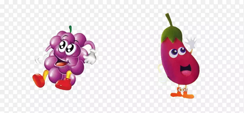 水果插图-茄子和葡萄