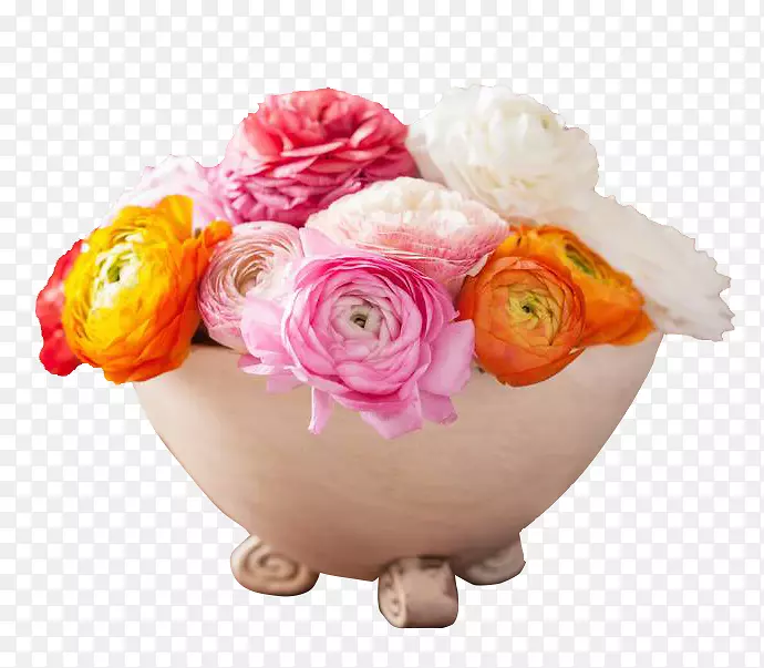 花园玫瑰花束花盆-五颜六色的欧洲牡丹花盆