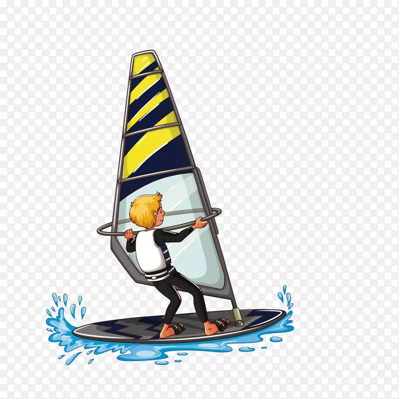 运动水球剪贴画-卡通男孩帆船运动